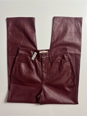 NWT Madewell Vintage Straight Jean Faux Leather Edition, Red, Size 26